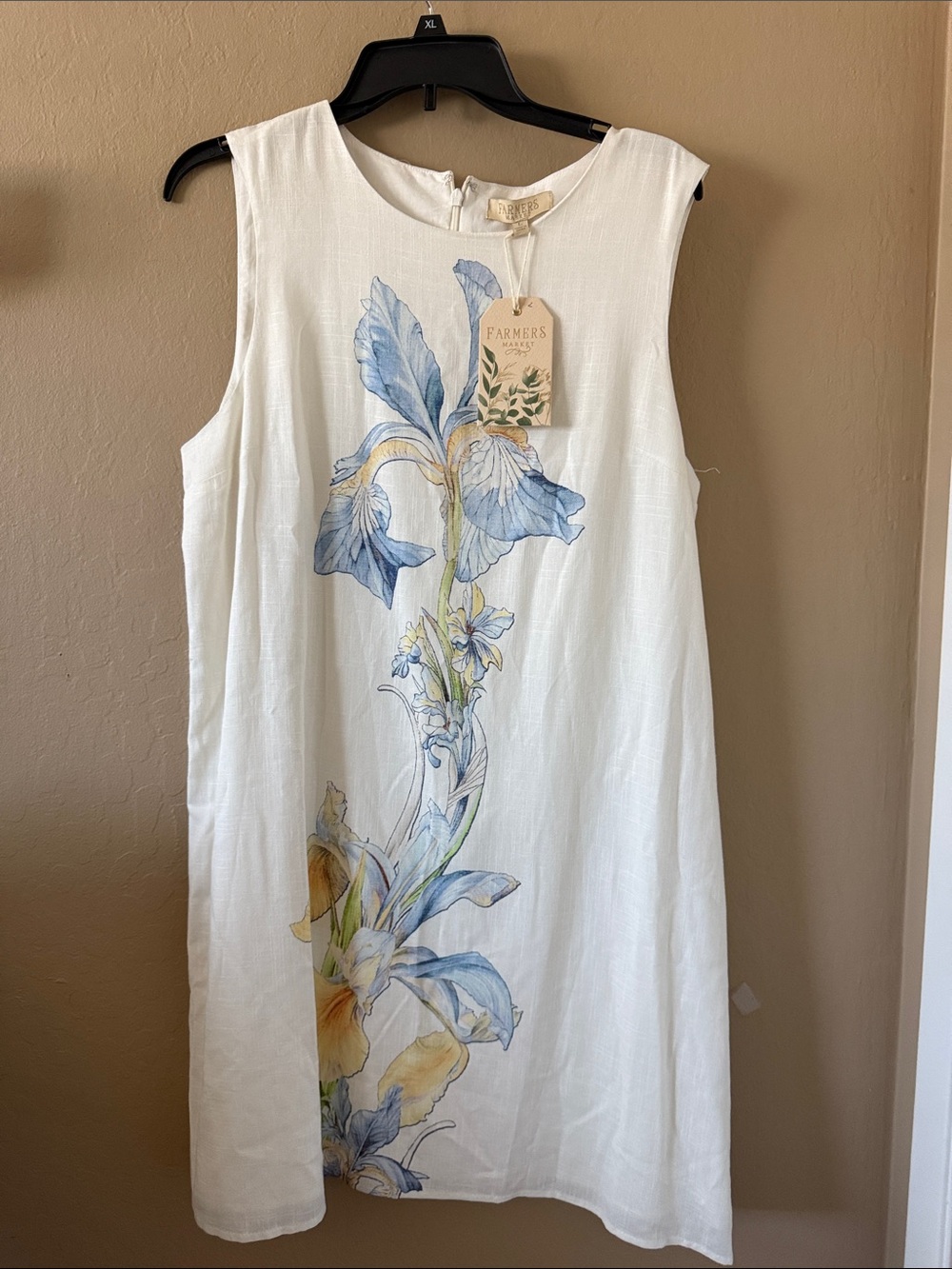Farmers Market Floral Linen Blend Shift Dress White Size Large NWT - Picture 13 of 17